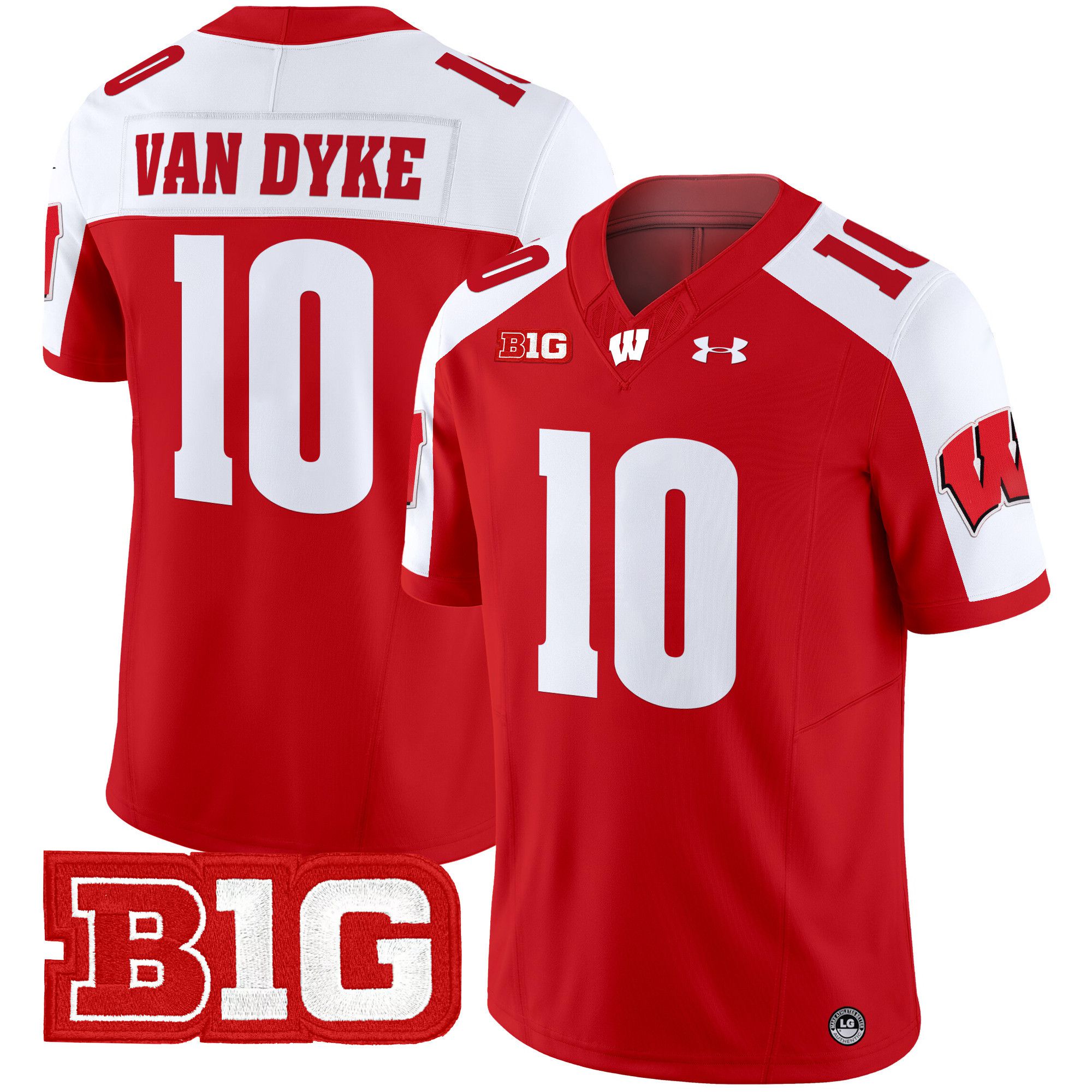 Men Wisconsin Badgers #10 Van dyke Red 2024 Vapor Limited NCAA Jersey